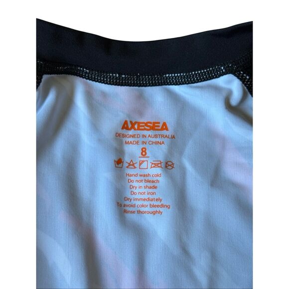 NEW AXESEA Long Sleeve Rash Guard Zipper Surfing One Piece Swimsuit size 8 Black - Picture 5 of 14